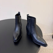 MIUMIU 26S WESTERN ANKLE BOOTS IN BLACK CALFSKIN