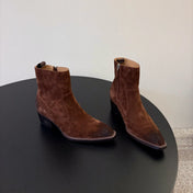 MIUMIU 26S WESTERN ANKLE BOOTS IN BROWN SUEDE