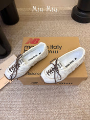 MIUMIU 26S LACE-UP BALLET IN CREAM WHITE CALFSKIN