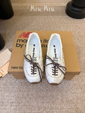 MIUMIU 26S LACE-UP BALLET IN CREAM WHITE CALFSKIN