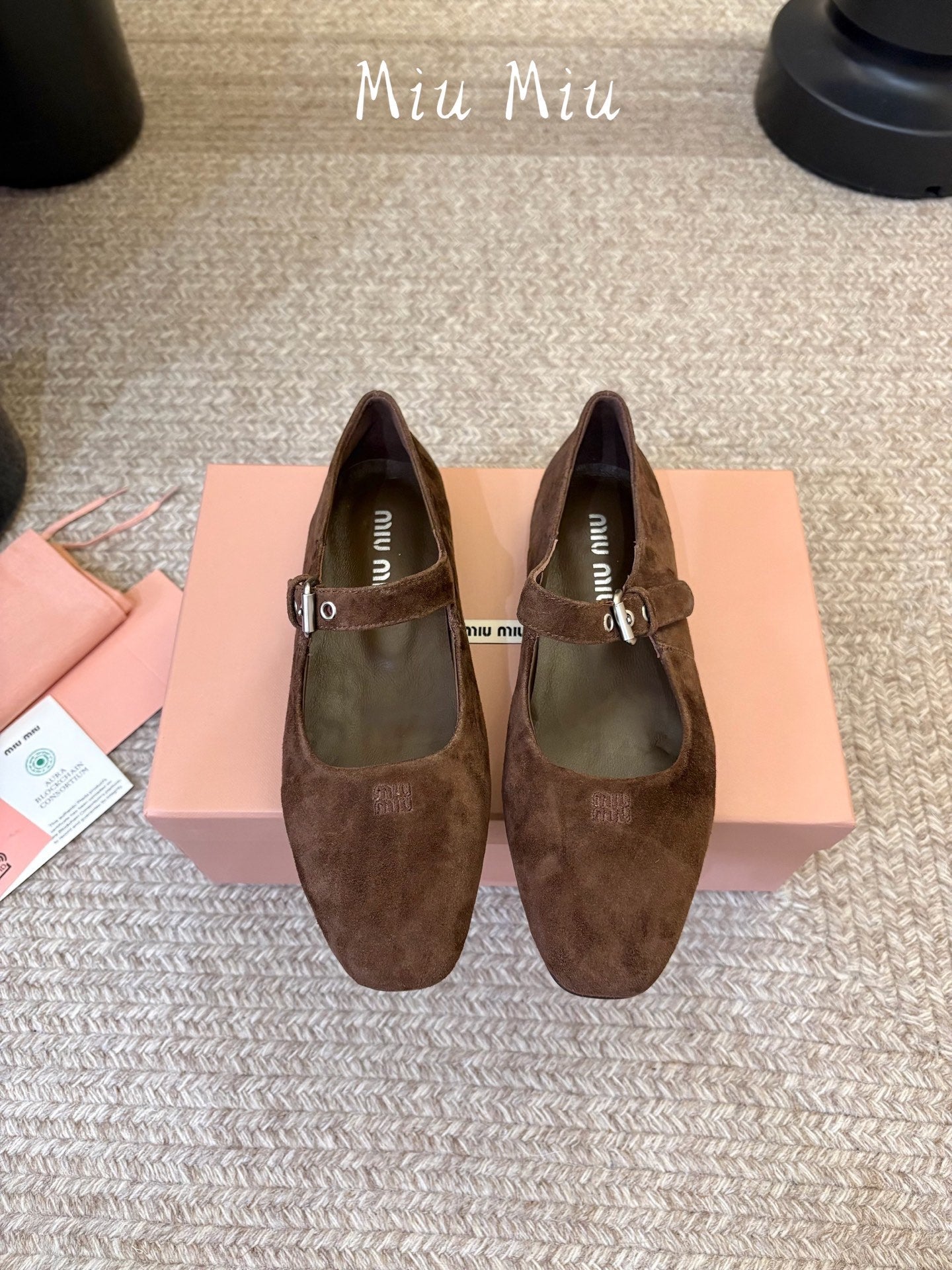 MIUMIU 26S MARY JANE BALLET IN DARK BROWN SUEDE