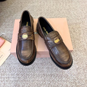 MIUMIU 26S COIN PENNY LOAFERS IN DARK BROWN CALFSKIN