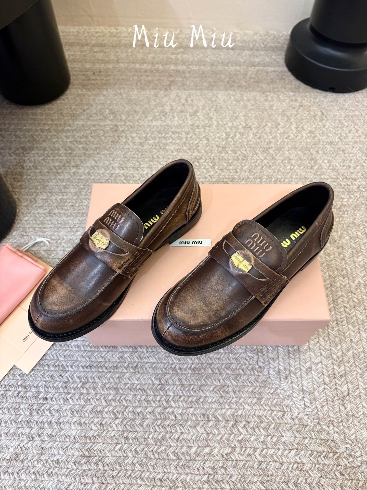 MIUMIU 26S COIN PENNY LOAFERS IN DARK BROWN CALFSKIN