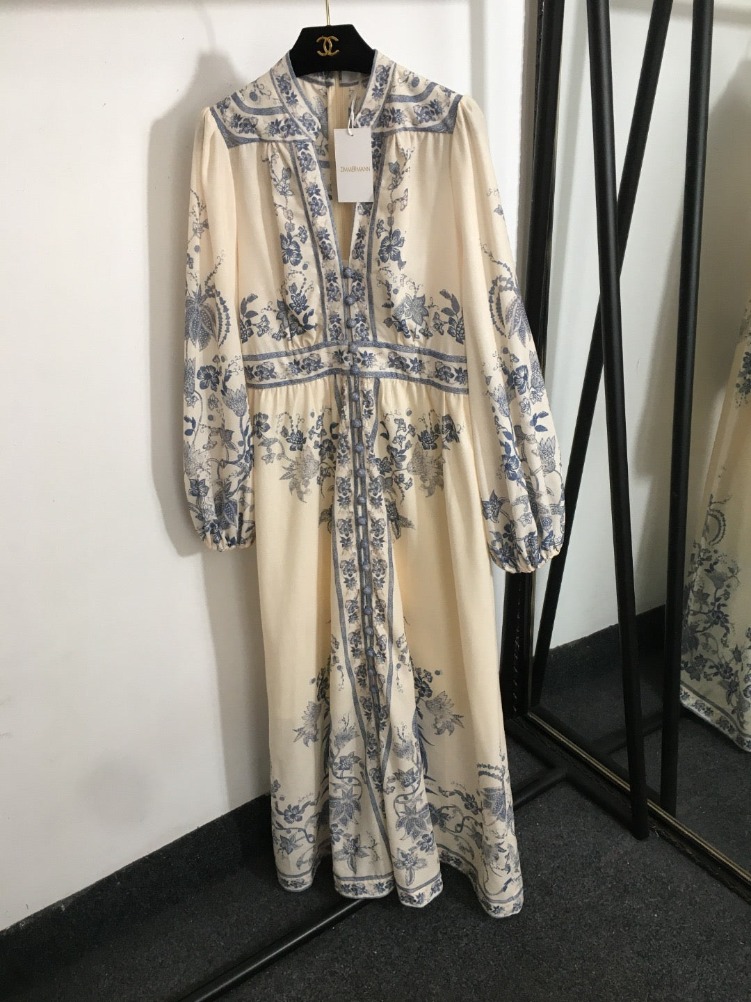 ZIMMERMANN 26S LONG-SLEEVE FLORAL MIDI DRESS 242