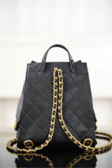 CHANEL 25S GRABRIELLE 23 CM IN BLACK LAMBSKIN WITH GOLD HARDWARE