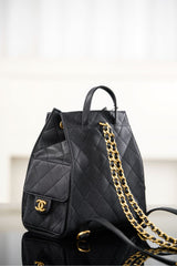 CHANEL 25S GRABRIELLE 23 CM IN BLACK LAMBSKIN WITH GOLD HARDWARE