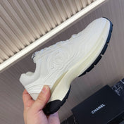 CHANEL 26S SNEAKER 35 MM IN CREAM WHITE MESH AND CALFSKIN LOW TOP
