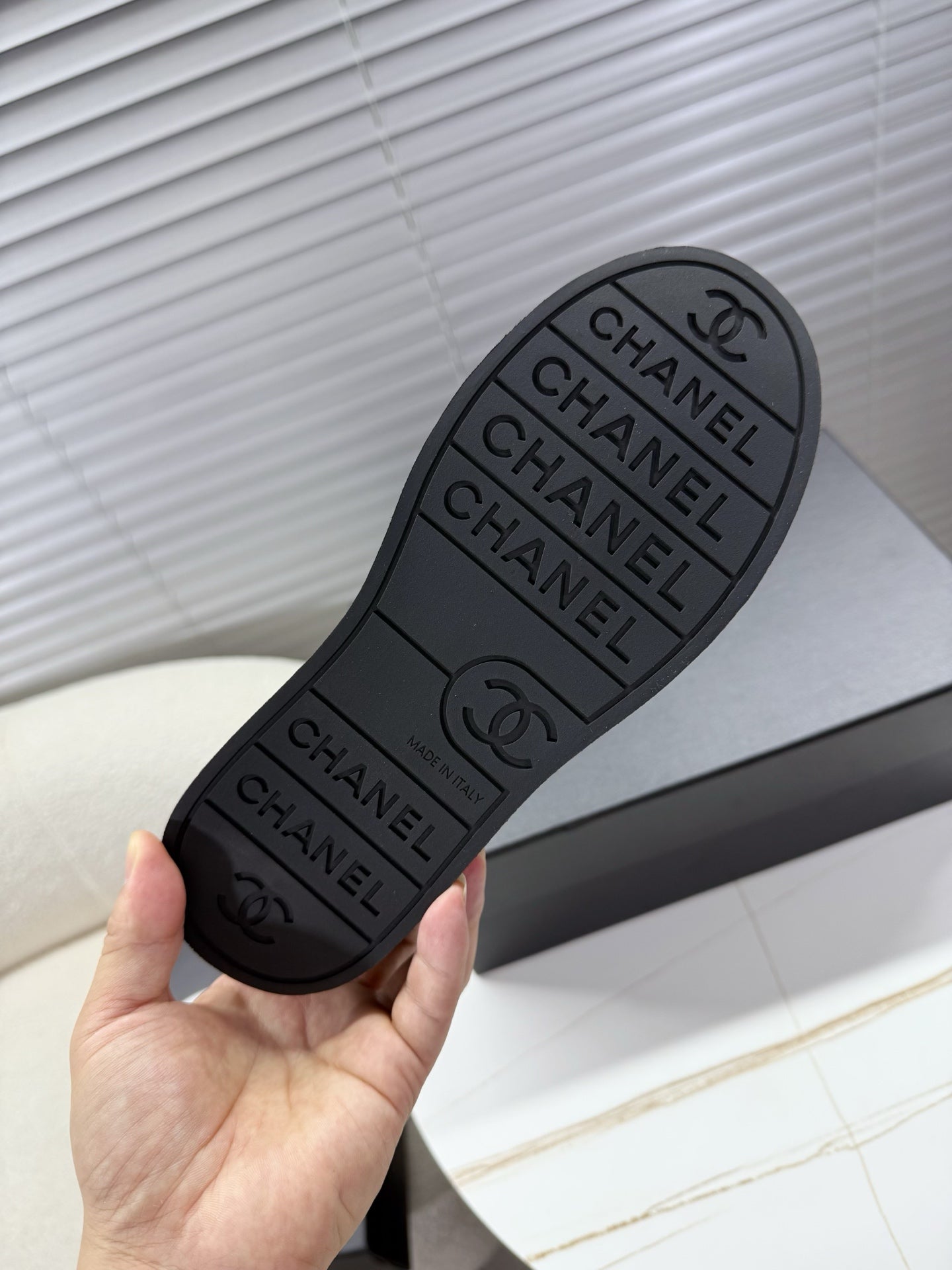 CHANEL 25S TRAINERS BLACK 35MM IN GLITTERED TWEED AND PATENT CALFSKIN
