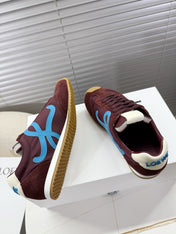 LOEWE 26S BALLET RUNNER 2.0 IN BURGUNDY RED NYLON AND CALFSKIN