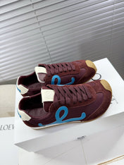 LOEWE 26S BALLET RUNNER 2.0 IN BURGUNDY RED NYLON AND CALFSKIN