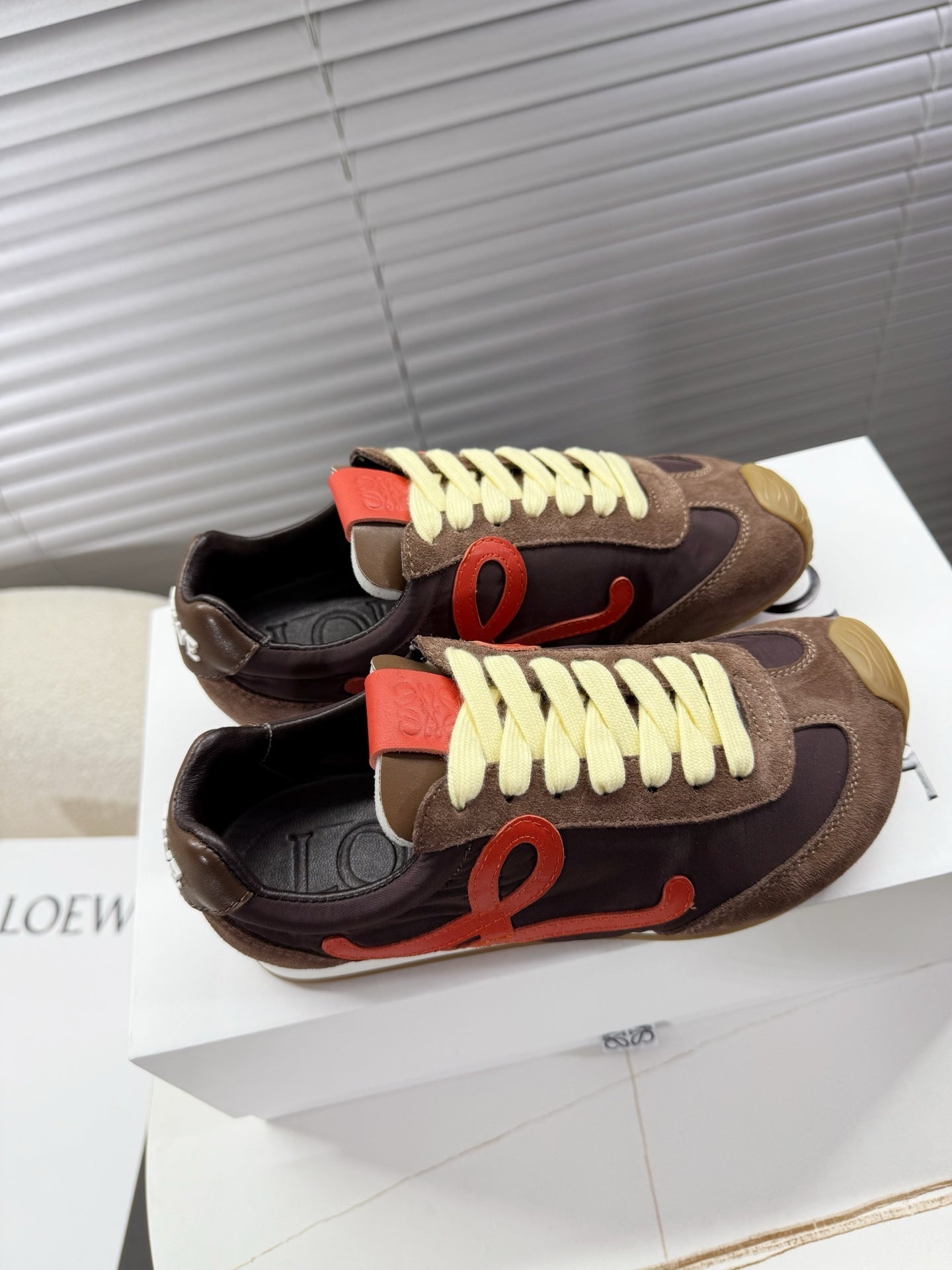 LOEWE 26S BALLET RUNNER 2.0 IN DARK BROWN NYLON AND CALFSKIN