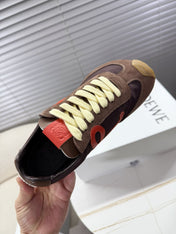 LOEWE 26S BALLET RUNNER 2.0 IN DARK BROWN NYLON AND CALFSKIN