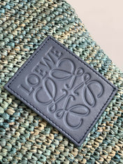LOE 30 SLIT BAG IN DENIM BLUE RAFFIA AND CALFSKIN