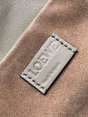 LOEWE 25S MEDIUM FLAMENCO CLUTCH BAG 23 IN DUSTY KHAKI CALFSKIN