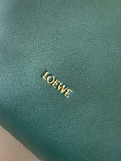 LOEWE 25S MEDIUM FLAMENCO CLUTCH BAG 23 IN DEEP TEAL CALFSKIN