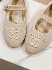 mary jane flat light pink corduroy