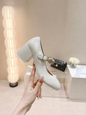 MARY JANE SHOES WHITE LAMBSKIN