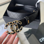 CHANEL 25S BELT 30 MM IN BLACK CALFSKIN 616607