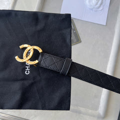 CHANEL 25S BELT 30 MM IN BLACK CALFSKIN 616605