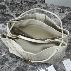 BOTTEGA VENETA 25S LARGE ANDIAMO 42 IN IVORY CALFSKIN GOLD HARDWARE