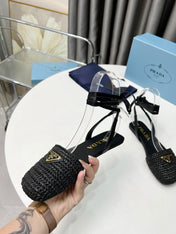 CROCHET SANDALS IN BLACK FABRIC