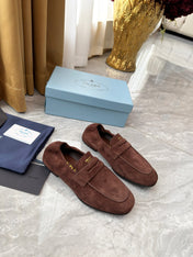 PRADA 25S LOAFERS IN BROWN SUEDE