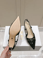 MY DD 25S SLINGBACK PUMP 50MM IN BLACK GLOSSY CALFSKIN