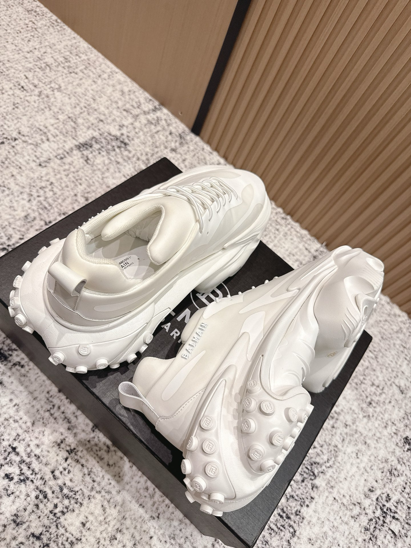 BALMAIN 26S SNEAKERS 60 MM IN WHITE CALFSKIN