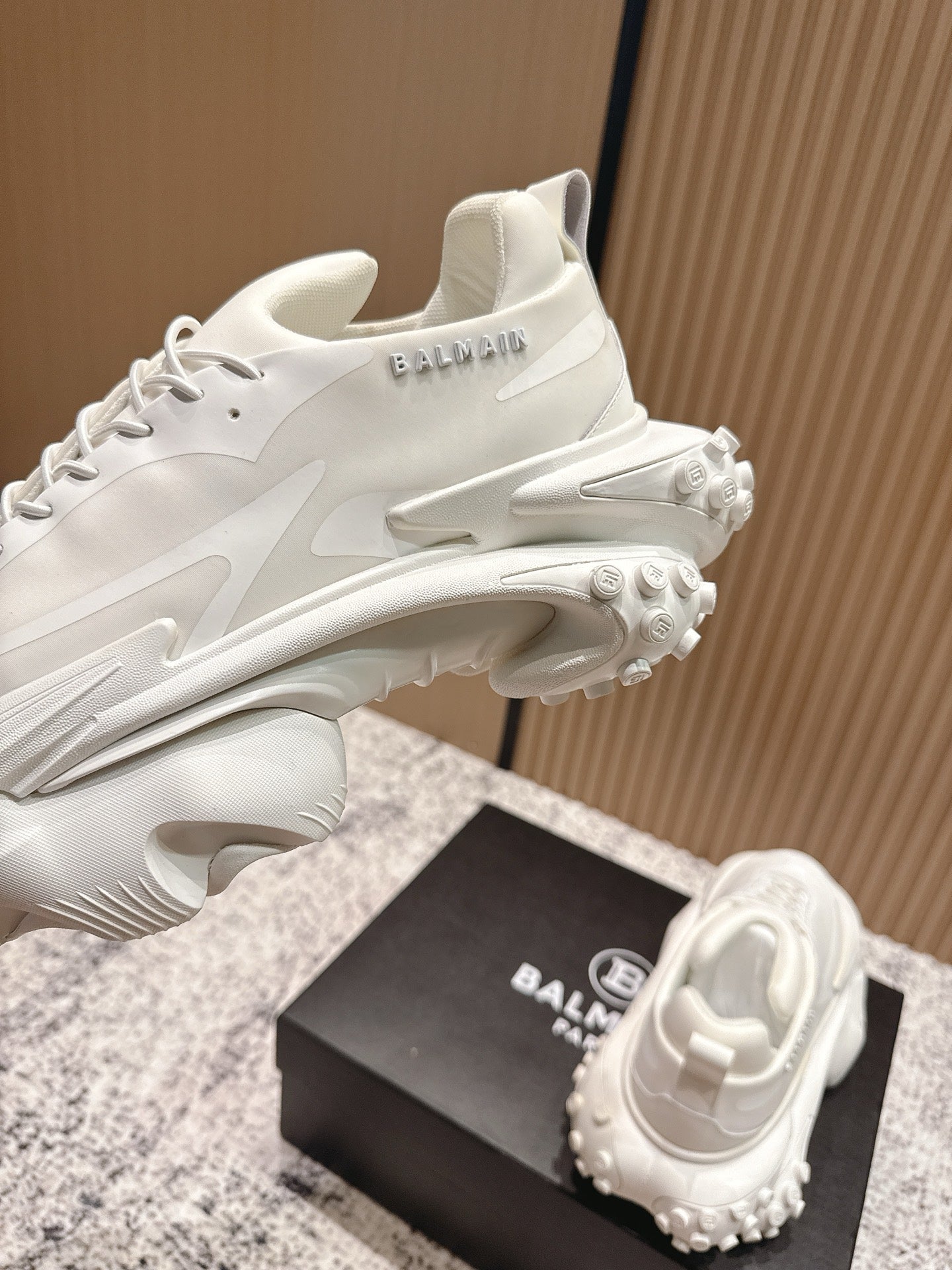 BALMAIN 26S SNEAKERS 60 MM IN WHITE CALFSKIN