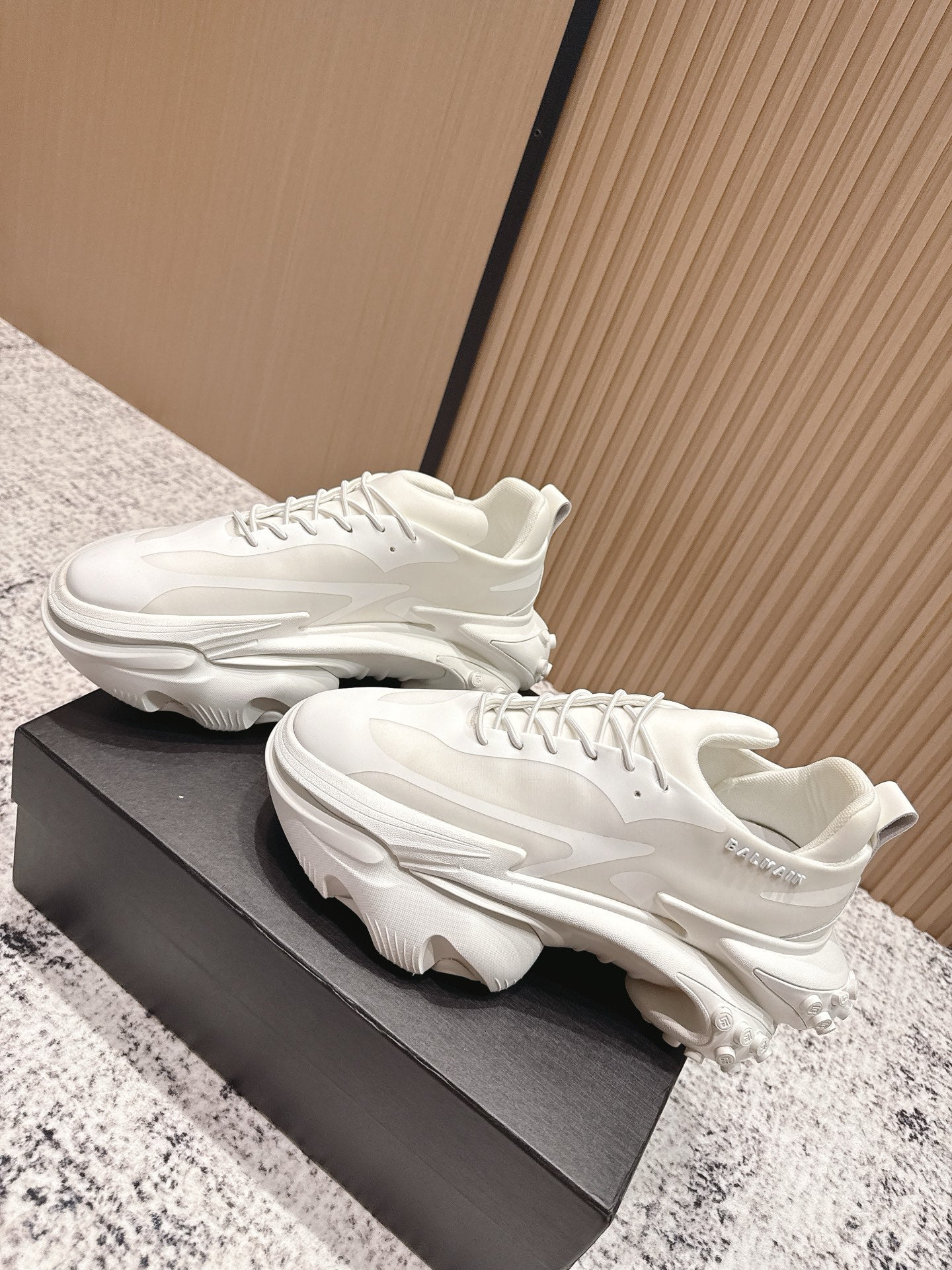 BALMAIN 26S SNEAKERS 60 MM IN WHITE CALFSKIN