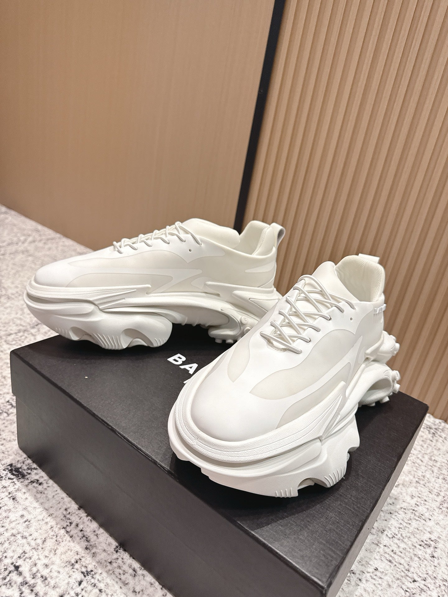 BALMAIN 26S SNEAKERS 60 MM IN WHITE CALFSKIN