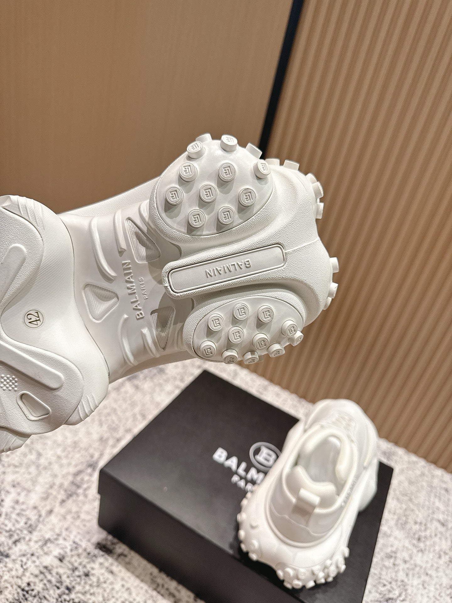 BALMAIN 26S SNEAKERS 60 MM IN WHITE CALFSKIN