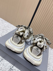 BALENCIAGA 25S 3XL SNEAKERS IN TAUPE GRAY MIX BLACK PU LEATHER
