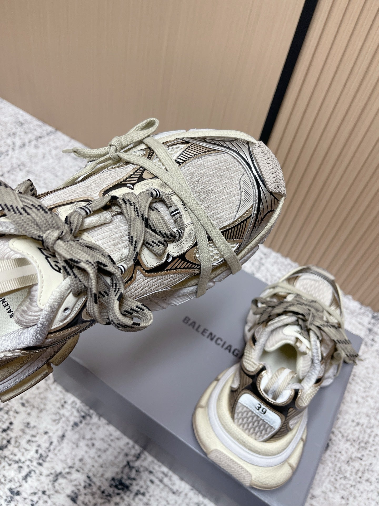 BALENCIAGA 25S 3XL SNEAKERS IN TAUPE GRAY MIX BLACK PU LEATHER