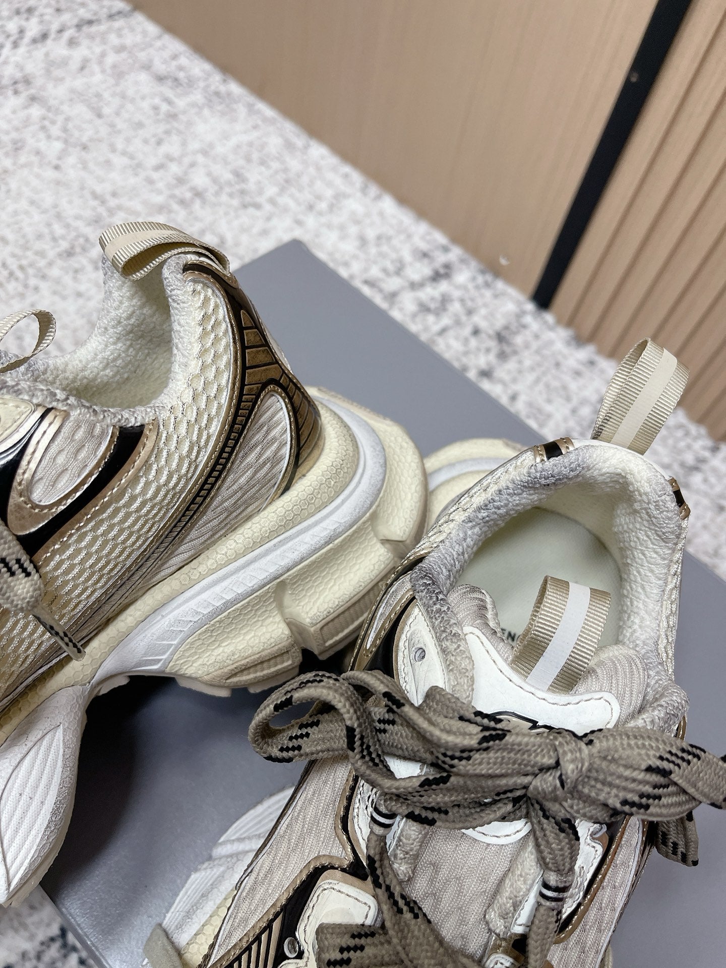 BALENCIAGA 25S 3XL SNEAKERS IN TAUPE GRAY MIX BLACK PU LEATHER