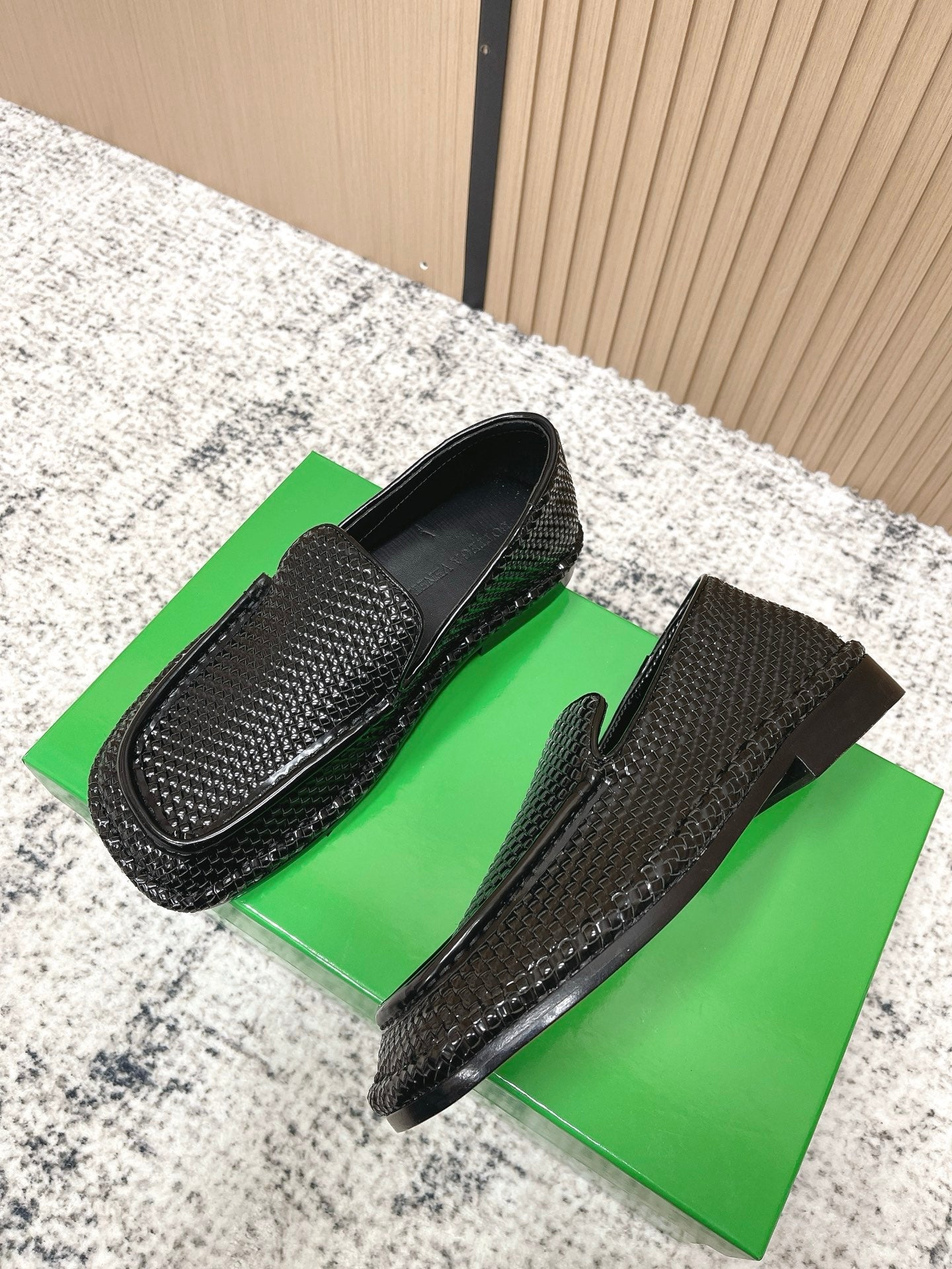 BOTTEGA VENETA 26S LOAFERS IN BLACK INTRECCIATO CALFSKIN