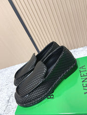 BOTTEGA VENETA 26S LOAFERS IN BLACK INTRECCIATO CALFSKIN