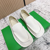 BOTTEGA VENETA 26S LOAFERS IN WHITE INTRECCIATO CALFSKIN
