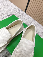 BOTTEGA VENETA 26S LOAFERS IN WHITE INTRECCIATO CALFSKIN