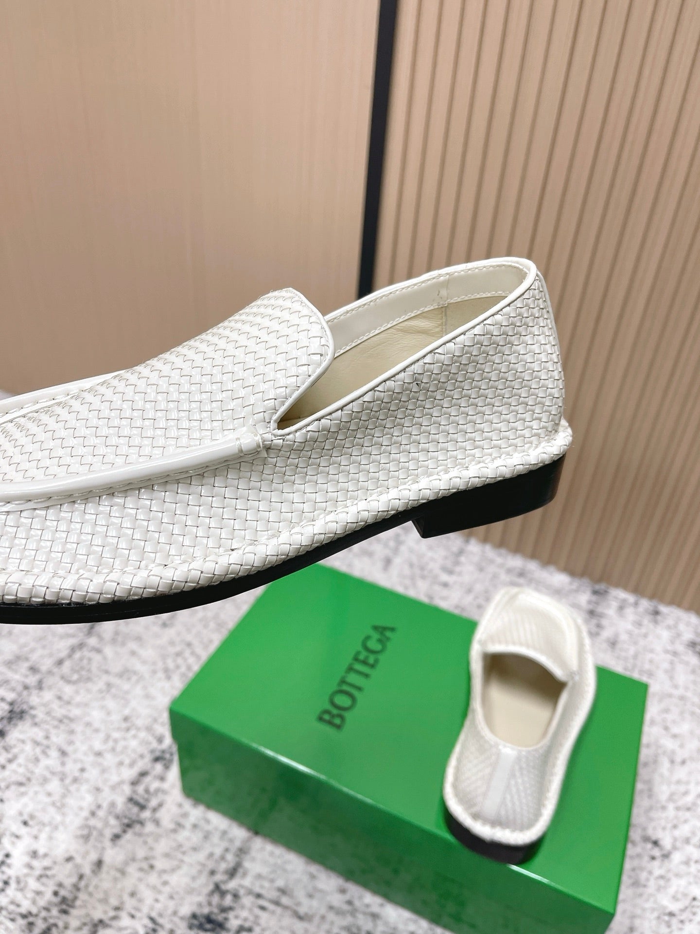 BOTTEGA VENETA 26S LOAFERS IN WHITE INTRECCIATO CALFSKIN