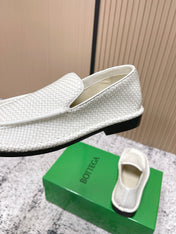 BOTTEGA VENETA 26S LOAFERS IN WHITE INTRECCIATO CALFSKIN
