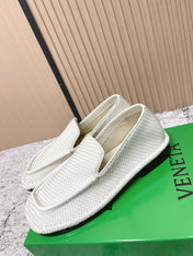 BOTTEGA VENETA 26S LOAFERS IN WHITE INTRECCIATO CALFSKIN