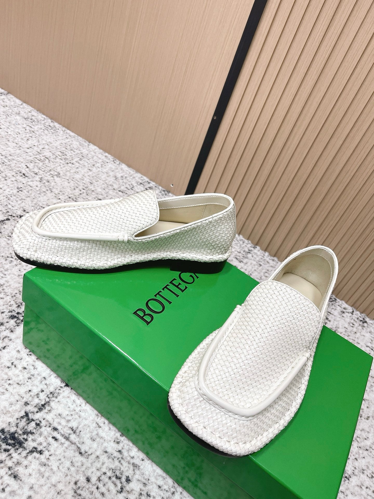 BOTTEGA VENETA 26S LOAFERS IN WHITE INTRECCIATO CALFSKIN