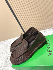 BOTTEGA VENETA 26S LOAFERS IN DARK BROWN INTRECCIATO CALFSKIN