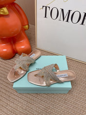 AQUAZZURA 26S STARFISH BEADED THONG SANDALS IN ROSE GOLD LAMBSKIN