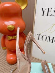 AQUAZZURA 26S POINTED-TOE SLINGBACK 105 MM IN NUDE LEATHER AND MESH CRYSTALS