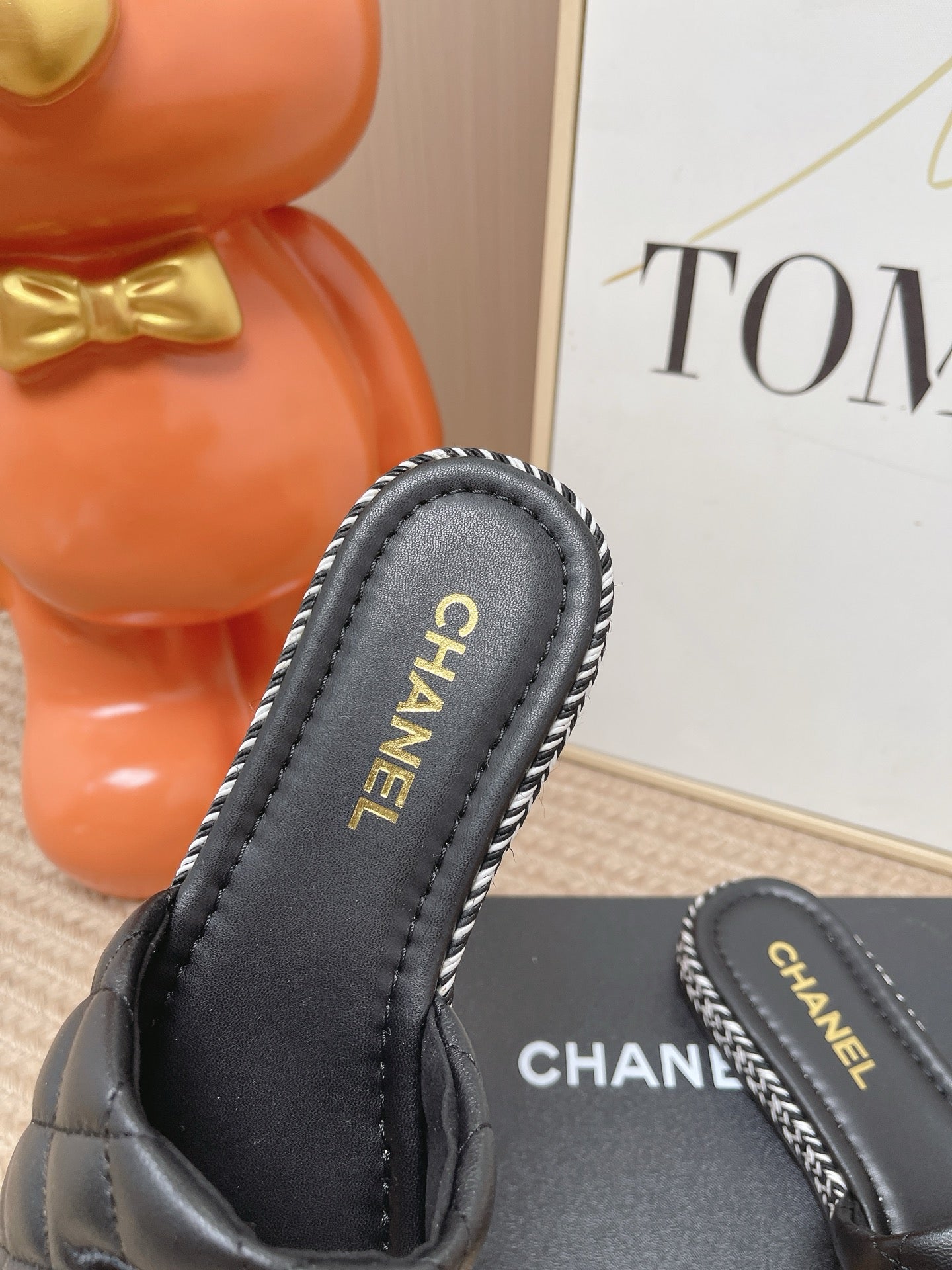 CHANEL 26S WEDGE SANDALS IN BLACK LAMBSKIN