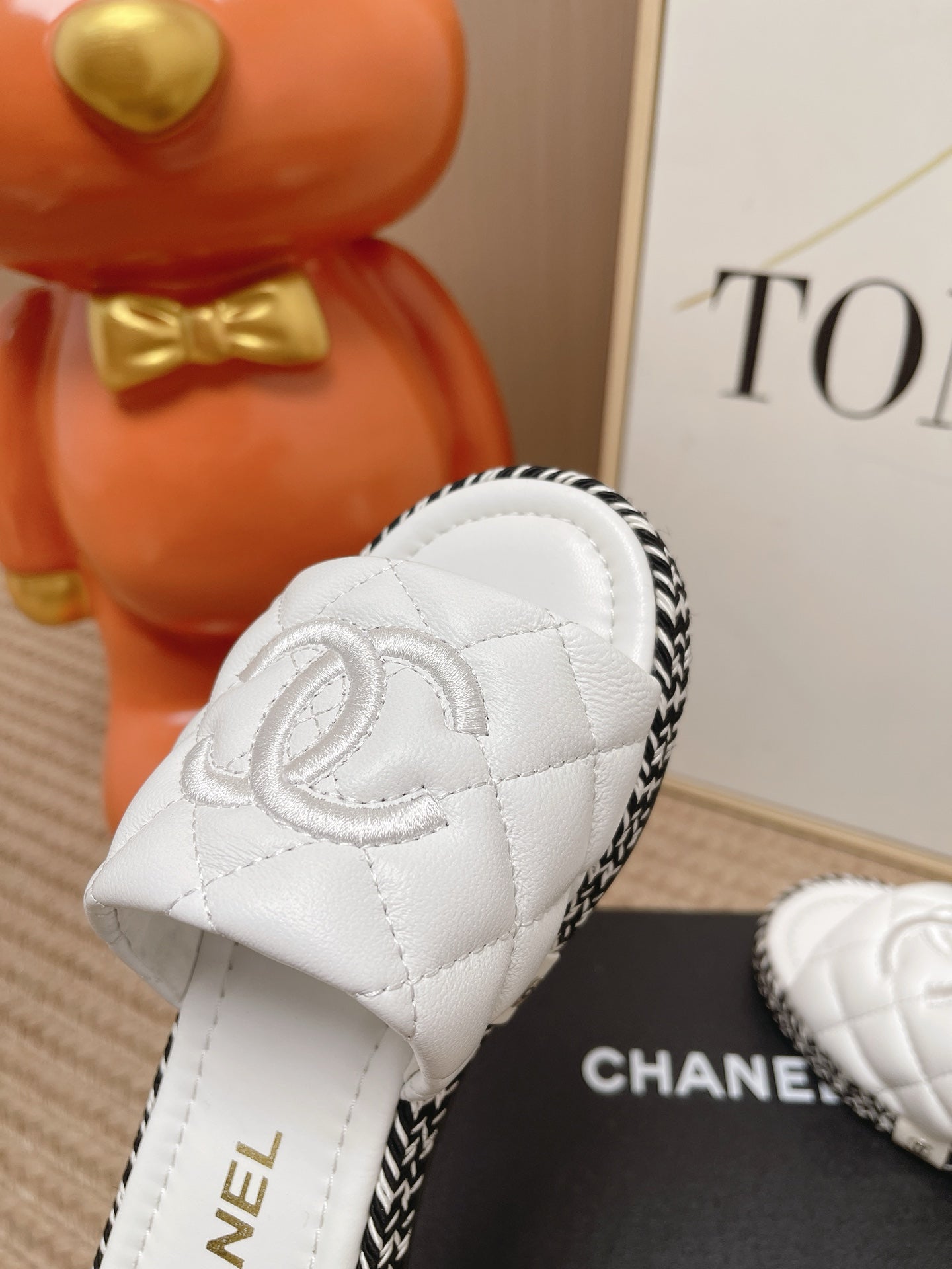 CHANEL 26S WEDGE SANDALS IN WHITE LAMBSKIN