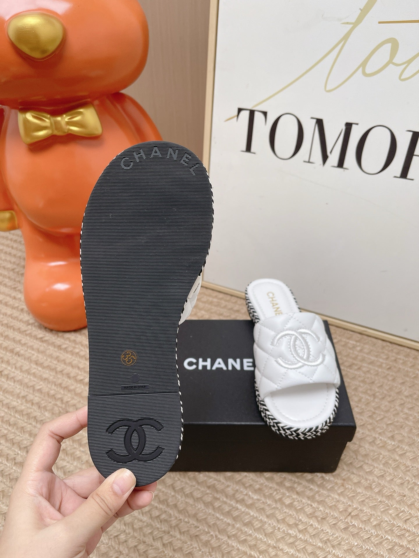 CHANEL 26S WEDGE SANDALS IN WHITE LAMBSKIN