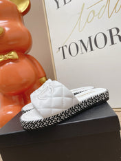CHANEL 26S WEDGE SANDALS IN WHITE LAMBSKIN